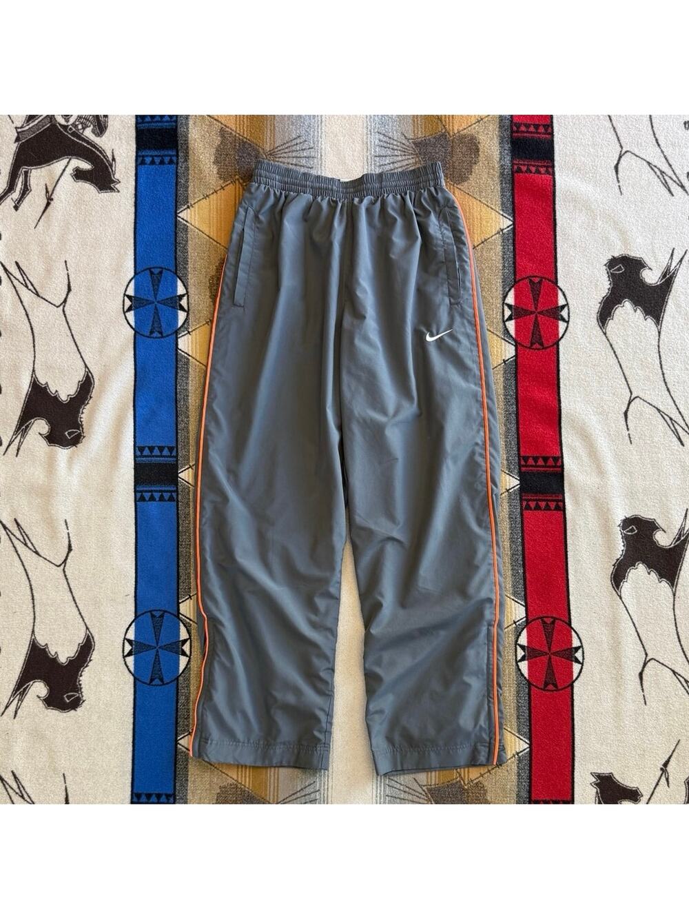 Vintage Y2K Men’s Nike Swishy Sweatpants Size Large Gray Orange Gym Workout Lift